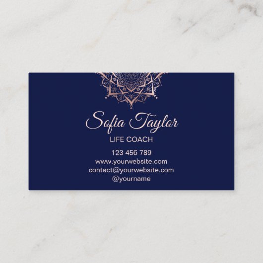 elegante Rose Goldmandala mit Glitzer zerrissenem Visitenkarte (Rückseite)