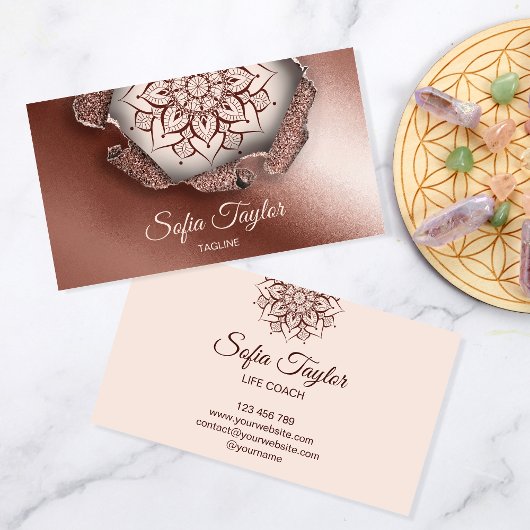 elegante Rose Goldmandala mit Glitzer zerrissenem Visitenkarte