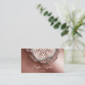 elegante Rose Goldmandala mit Glitzer zerrissenem Visitenkarte (Stehend Vorderseite)