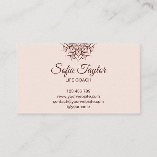 elegante Rose Goldmandala mit Glitzer zerrissenem Visitenkarte (Rückseite)
