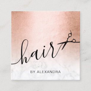 Elegante Rose, Goldmarmor-Schere Quadratische Visitenkarte