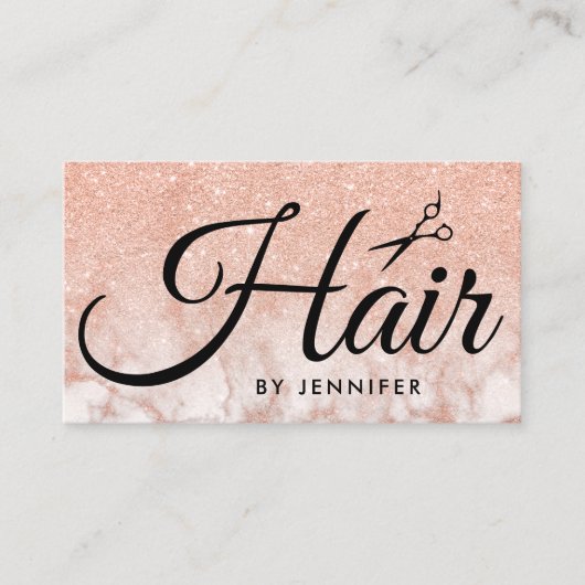 Elegante Rose, Goldmarmor-Schere Visitenkarte (Vorderseite)