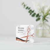 Elegante Rose Goldmarmorschur Quadratische Visitenkarte (Stehend Vorderseite)