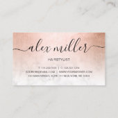 Elegante Rose Goldmarmorschur Visitenkarte (Rückseite)