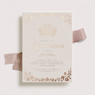 Elegante Rose Goldmedaille Folieneinladung