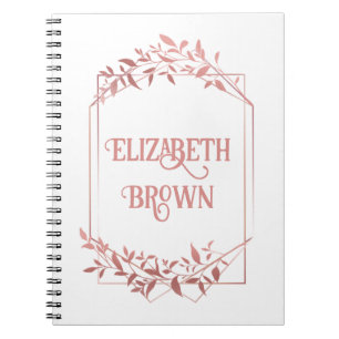 Elegante Rose Goldrahmen Blätter hell Notizblock