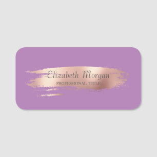 Elegante Rose Goldrausch Schlaganfall, Violett Namensschild