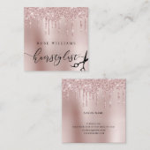 Elegante Rose Goldschere-Glitzer-Haarstühle Quadratische Visitenkarte (Vorne/Hinten)