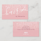 Elegante Rose Goldschere-Glitzer-Haarstühle Visitenkarte (Vorne/Hinten)