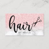 Elegante Rose Goldschere Glitzer Haarstylist Visitenkarte (Vorderseite)