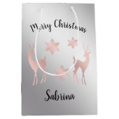 Elegante Rose Goldschneeflocken Mittlere Geschenktüte (Vorderseite)