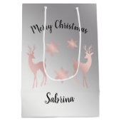 Elegante Rose Goldschneeflocken Mittlere Geschenktüte (Rückseite)