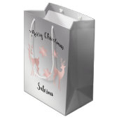 Elegante Rose Goldschneeflocken Mittlere Geschenktüte (Rückseite Schrägansicht)