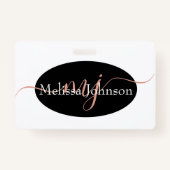 Elegante Rose Goldschrift auf Schwarz Ausweis (Rückseite)