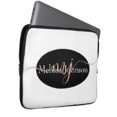 Elegante Rose Goldschrift auf Schwarz Laptopschutzhülle (Vorne Rechts)