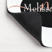 Elegante Rose Goldschrift auf Schwarz Mousepad (Ecke)