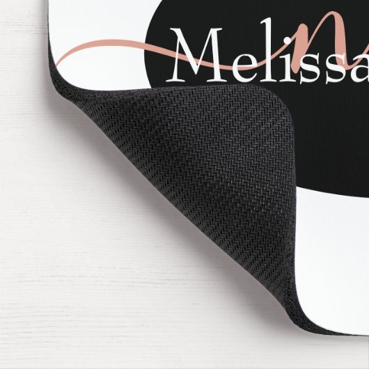 Elegante Rose Goldschrift auf Schwarz Mousepad (Ecke)