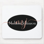 Elegante Rose Goldschrift auf Schwarz Mousepad (Vorne)