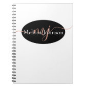 Elegante Rose Goldschrift auf Schwarz Notizblock (Vorderseite)