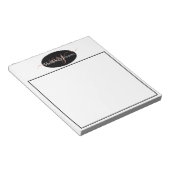 Elegante Rose Goldschrift auf Schwarz Notizblock (angewinkelt)