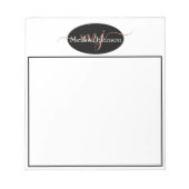 Elegante Rose Goldschrift auf Schwarz Notizblock (Vorderseite)