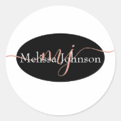 Elegante Rose Goldschrift auf Schwarz Runder Aufkleber (Vorderseite)