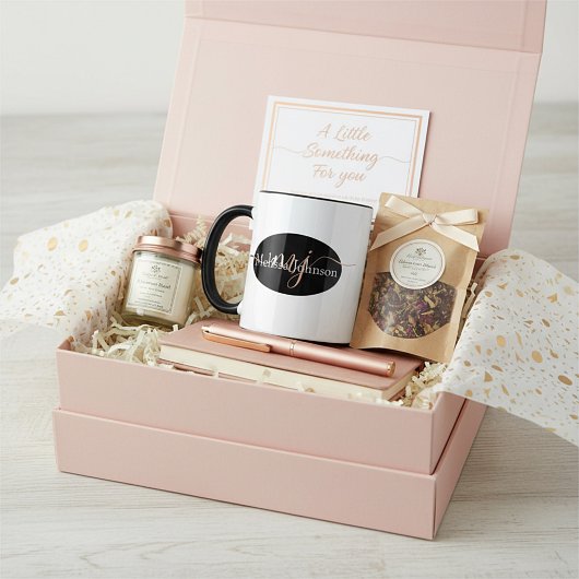 Elegante Rose Goldschrift auf Schwarz Tasse