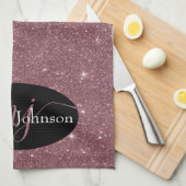 Elegante Rose Goldschrift auf Schwarze Küche bis Geschirrtuch (Viertel Falte)