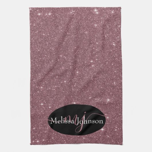 Elegante Rose Goldschrift auf Schwarze Küche bis Geschirrtuch (Vertikal)