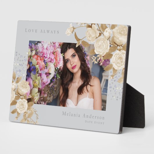 Elegante Rose Grau Fotoplatte (Seite)