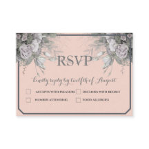Elegante Rose Gray & Gray Menü Auswahl RSVP Postka