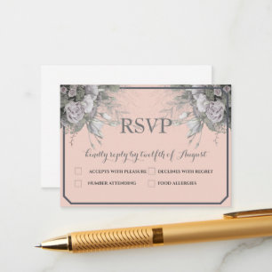 Elegante Rose Gray & Gray Menü UAWG Postkarte