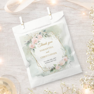 Elegante Rose Grün und Goldverheiratung Geschenktütchen
