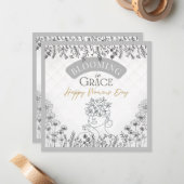 Elegante Rose Haar Bloom Grace Frauentag Weiß Mitteilungskarte (Vorderseite/Rückseite Beispiel)