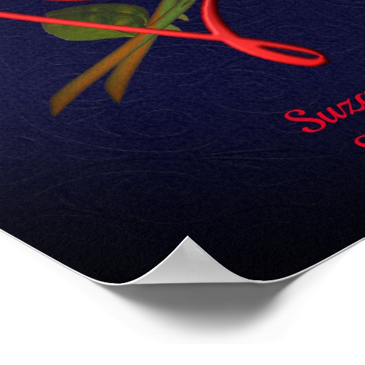 Elegante Rose Herzenssehen oder Jubiläum Poster (Ecke)