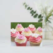 Elegante Rose Hochzeit Cupcakes Postkarte (Stehend Vorderseite)