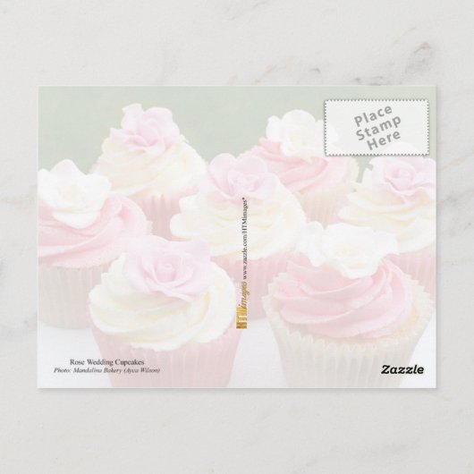 Elegante Rose Hochzeit Cupcakes Postkarte (Rückseite)