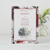 Elegante Rose Hochzeit Einladung mit Weißrosen (Stehend Vorderseite)