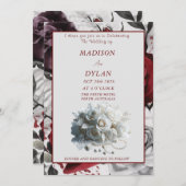 Elegante Rose Hochzeit Einladung mit Weißrosen (Vorne/Hinten)