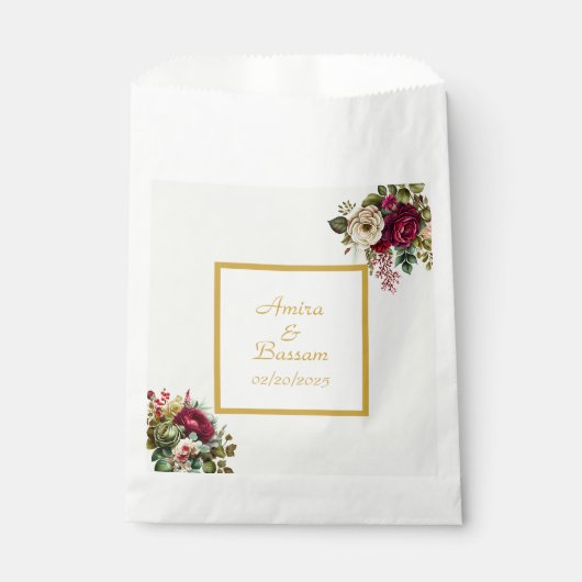 Elegante Rose Hochzeit Geschenktütchen (Vorderseite)