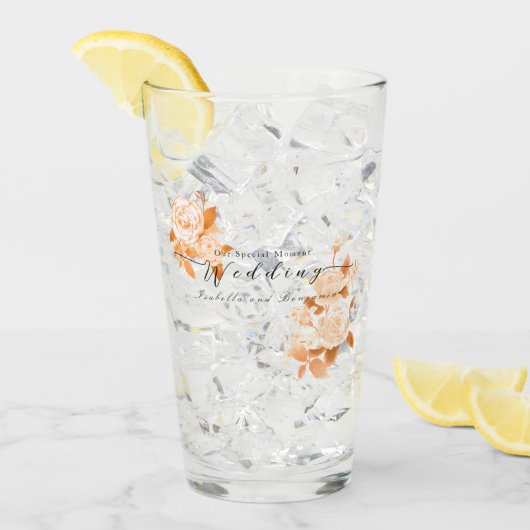 Elegante Rose Hochzeit Glas (Vorderseite Ice)