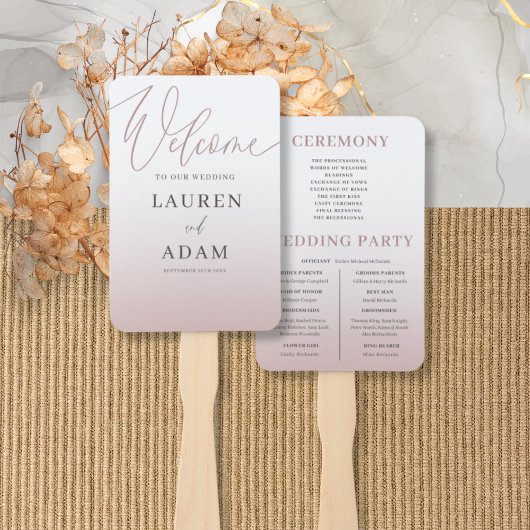 Elegante Rose Hochzeit Gold Gradient & Calligraphy Fächer