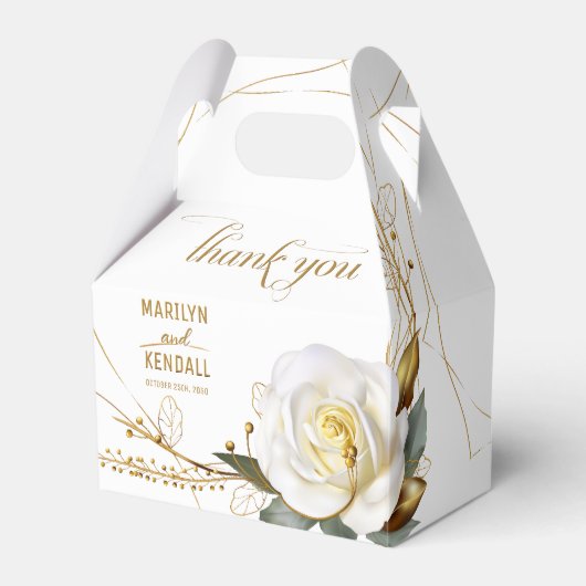 Elegante Rose Hochzeit in Gold Geschenkschachtel (Vorderseite)