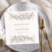 Elegante Rose Hochzeit in Weiß und Gold Serviette