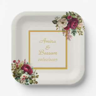 Elegante Rose Hochzeit Pappteller