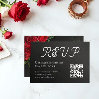 Elegante Rose Hochzeit QR-Code RSVP-Karte Mitteilungskarte