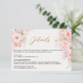 Elegante Rose Hochzeitskarte Begleitkarte (Stehend Vorderseite)