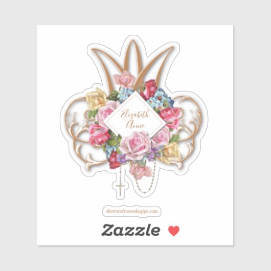 Elegante Rose Holy Rosary Marian Monogram Aufkleber (Blatt)