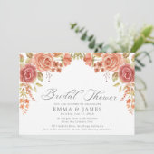 Elegante Rose Horizontale Brautdusche Einladung (Stehend Vorderseite)