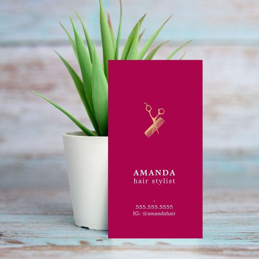 Elegante Rose Imitate Goldschere Comb Fairstylist Visitenkarte